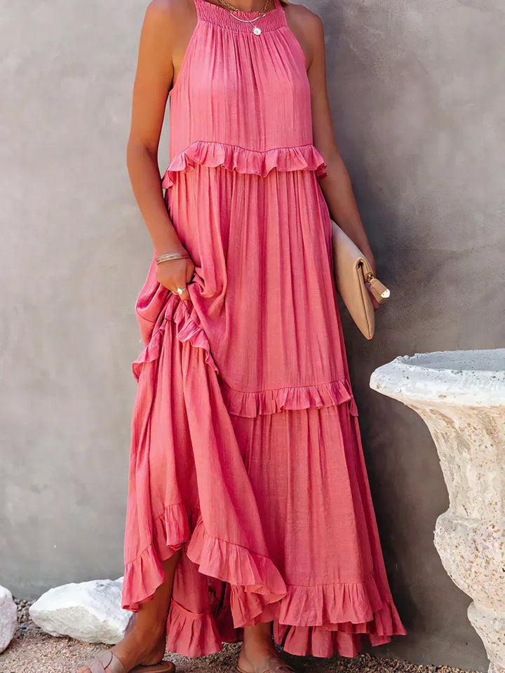 Sarah | Halter Ruffle Maxi Jurk ( Bijna uitverkocht )
