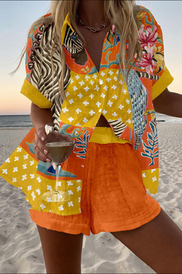 Noor | Korte linnen set met zebra