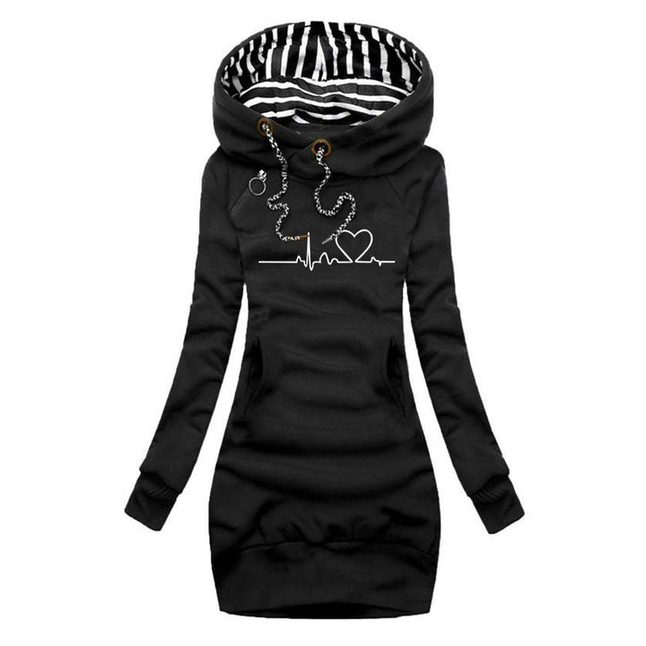 Amance | Heartbeat gedrukte sweater jurk