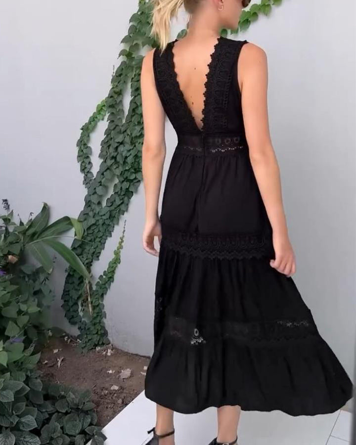 Roxy | Mouwloze midi-jurk in boho-stijl met kantdetails
